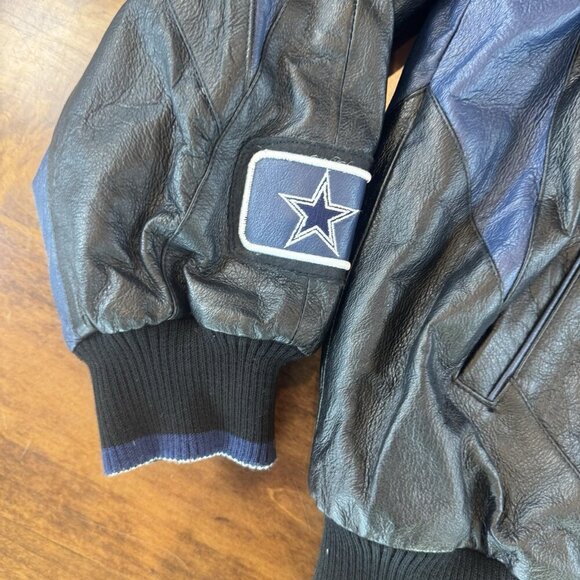 Cowboys Blue/Black Genuine Leather Inner Pockets Jacket L - Picture 3 of 9